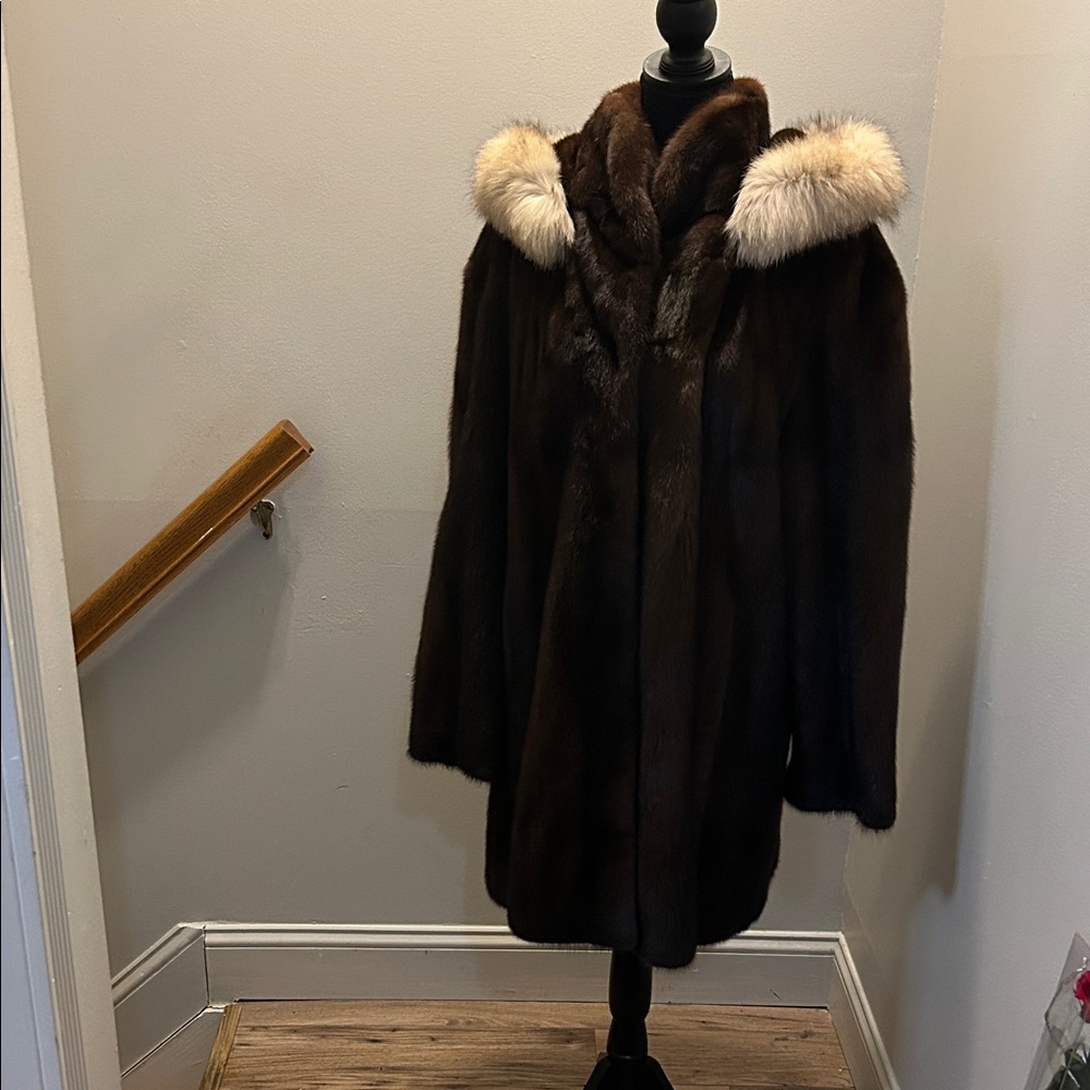 Natural 3/4 Mink with hood